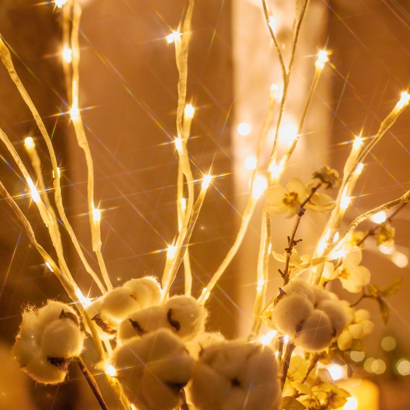 Vanthylit 3PK 30'' Lighted Birch Twig Branches with 60 LED Warm White Bulbs Waterproof Adapter in for Outdoor and Indoor Decor - Image 3